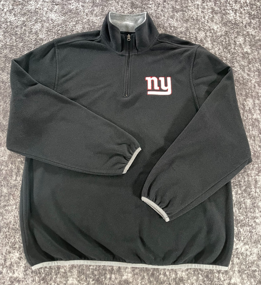 New York Giants 47 Mens L Black NFL Football Quarter Zip Fleece Pullover Sweater